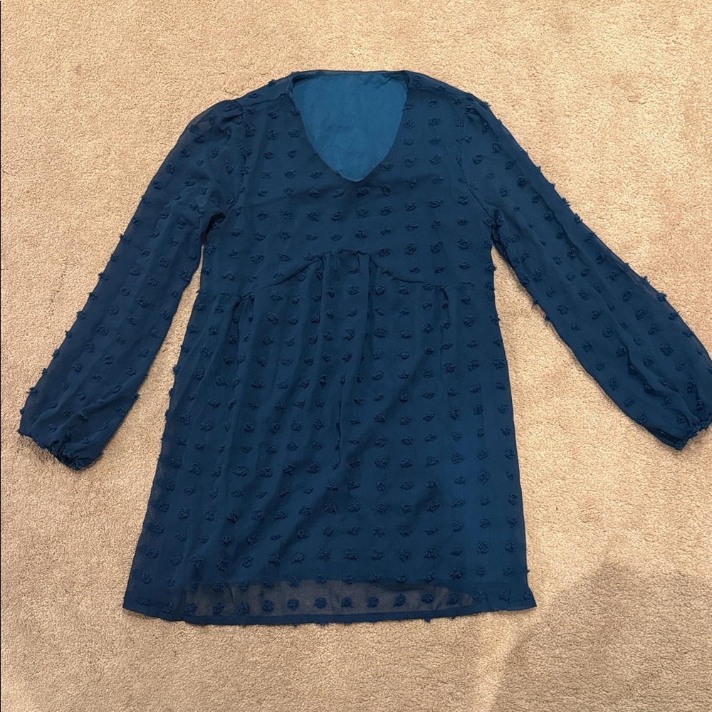SHEIN Blue Long Sleeve Dress